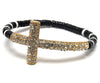 Cross Beaded Black and White Bracelet