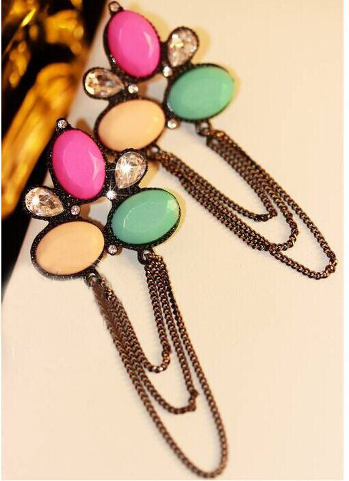 Multi Color Chain Earrings