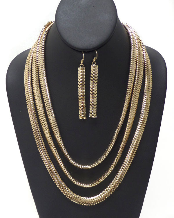 Three Layer Snake Chain Layer Necklace Set