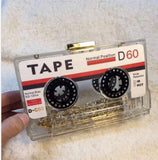 Transparent Tape Cassette Evening Clutch