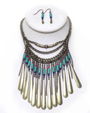 Layered Chain and Beaded Statement Necklace