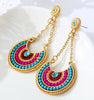 Multicolored Gold Tone Beaded Earrings