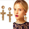 18k Gold Plated Cross Statement Earrings