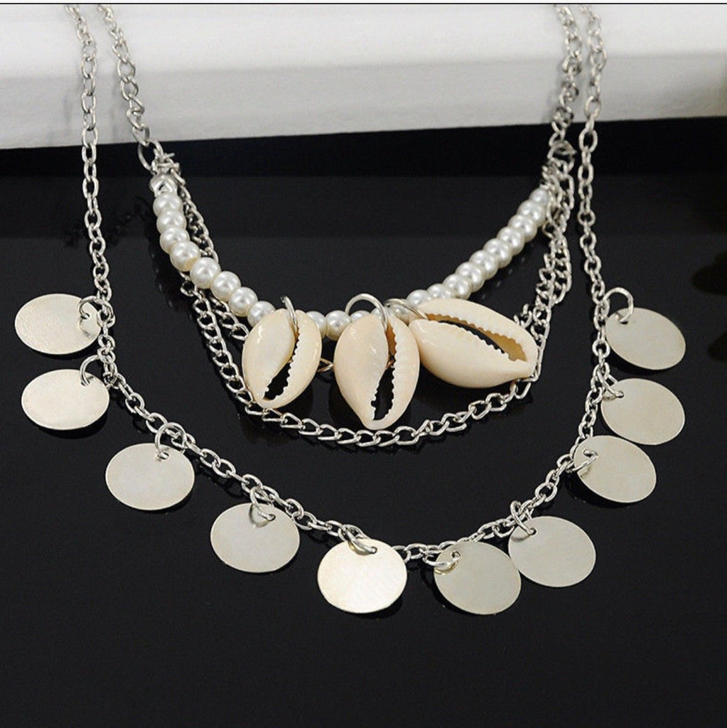 Coin Beaded Choker Necklace