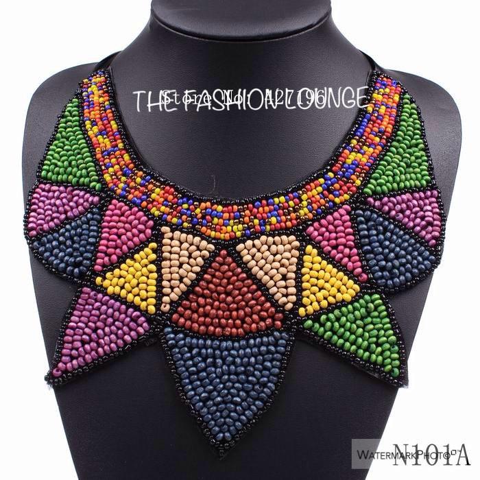 Beaded Tribal Statement Necklace