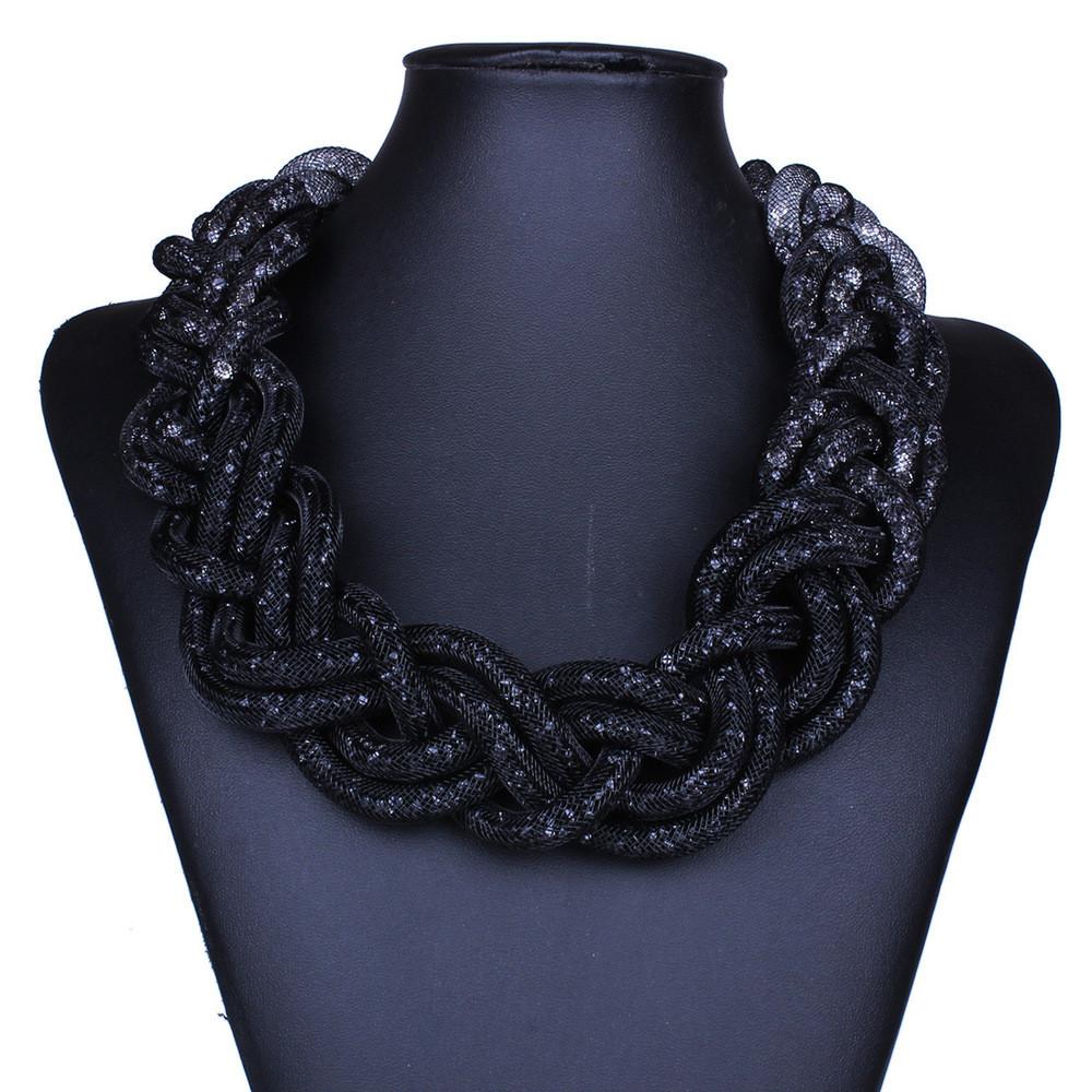 Black and Grey Braided Statement Necklace