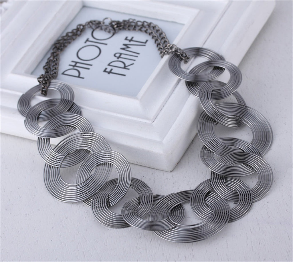 Round Circle Linked Necklace