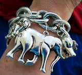 Silver Tone Chunky Elephant Toggle Bracelet
