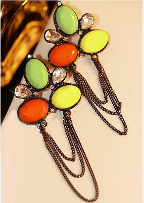 Multi Color Chain Earrings