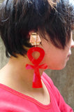 Red Large Ankh Earrings