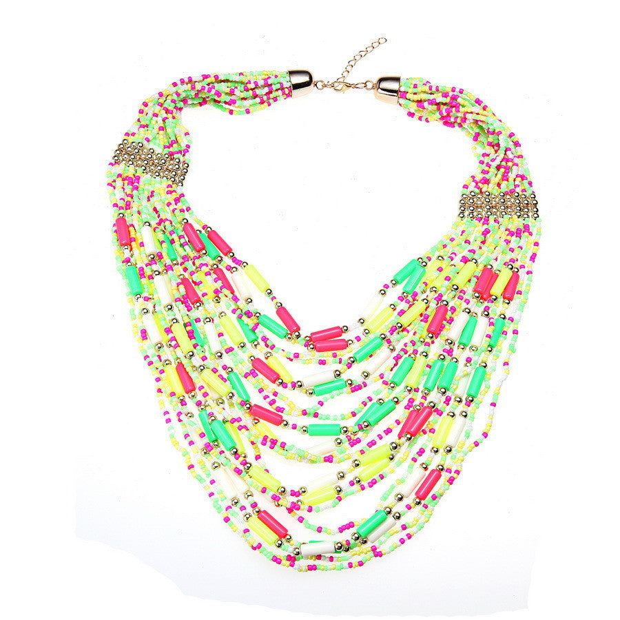 Neon Multicolor Beaded Necklace!