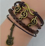 Guitar Music Infinity Charm Bracelet