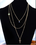 Multilayer Cross Hand Necklace