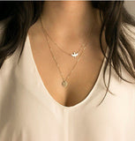Multilayered Peace Dove Coin Necklace
