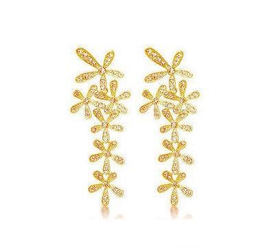 Flower Crystal Dangle Earrings