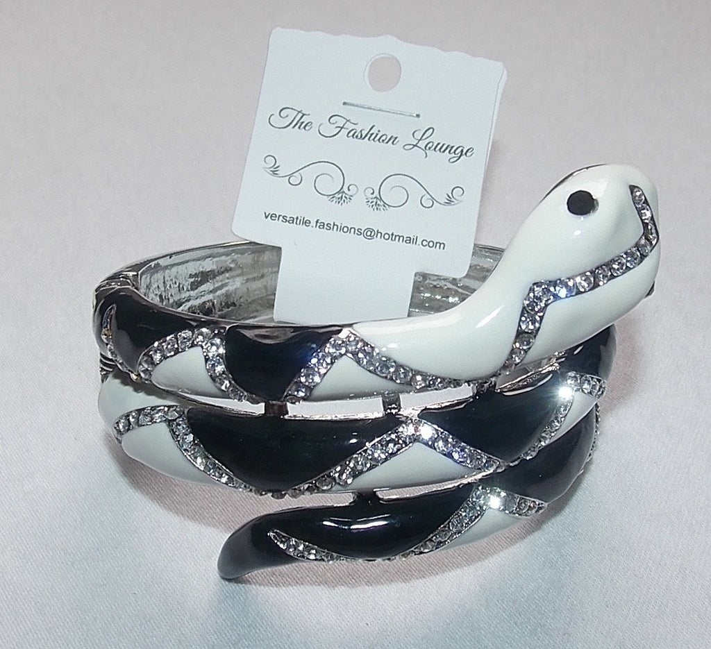 Black and White Snake Hinge Bracelet