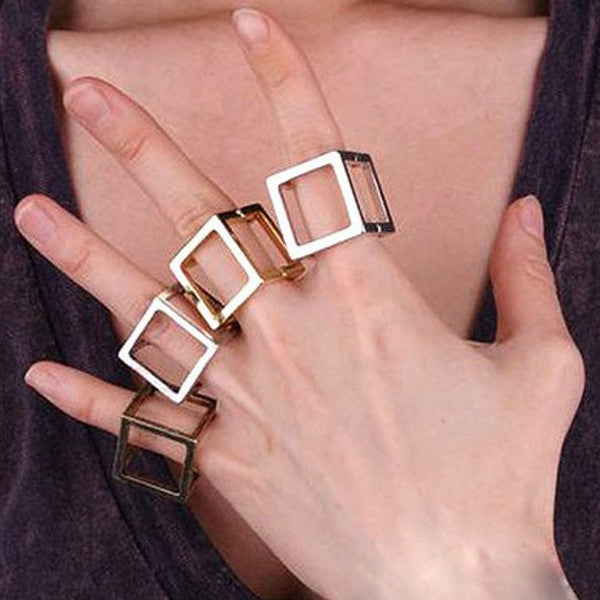 Silver Colored Cube Ring