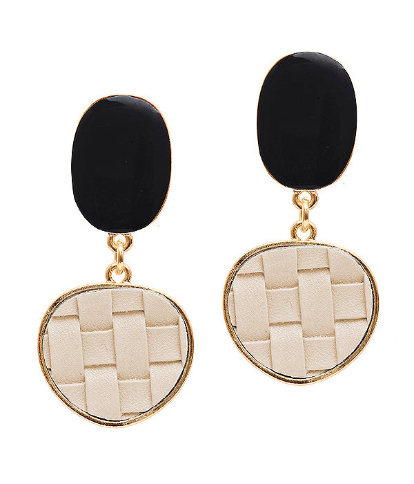 Black and White Leather Earrings