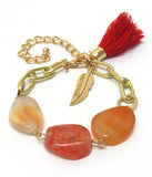 Red Tassell Stone Chain Bracelet